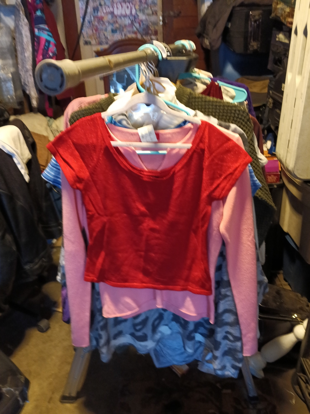 Esprit Girls' Layered Short Sleeve Tee in Red and Pink